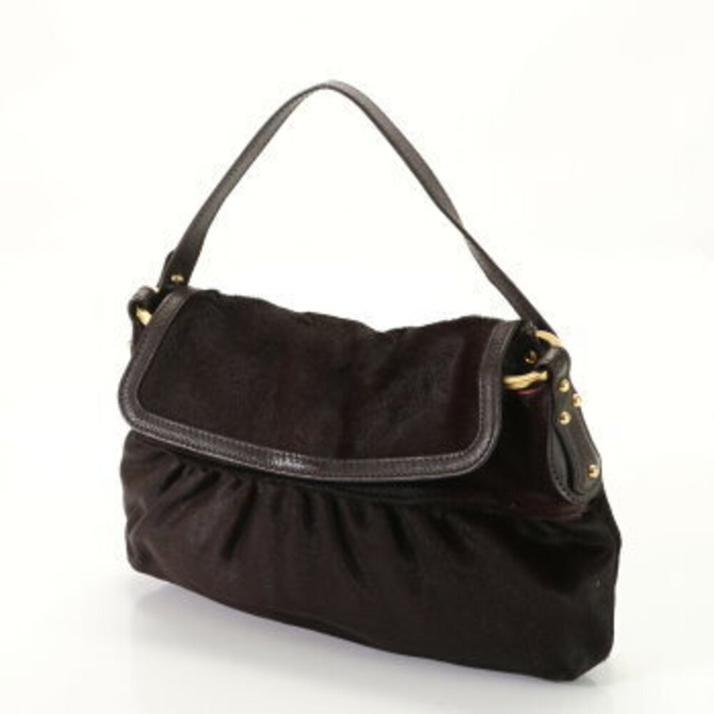 Fendi top Mamma handles handbag pony Bucket leather tote brown
